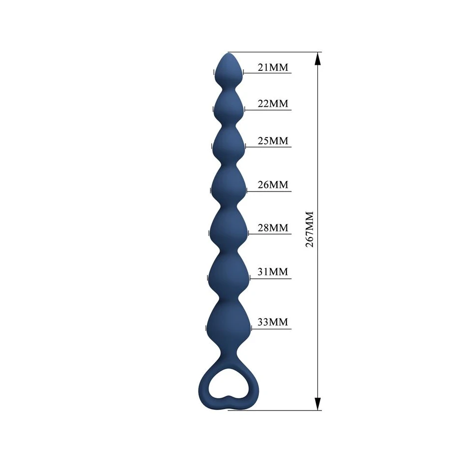 MR PLAY - PERLE ANALALI IN SILICONE BLU E PLUG ANAL 26,7 CM